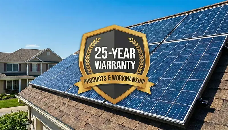 An illustration of a 25-year warranty badge